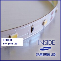 KL-FS120-12W-P0-24V, Samsung Şerit Led, 6500K, 24V, 120led/mt, 12W/mt, LM281BA - Thumbnail