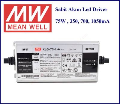 XLG-75-L-AB, Meanwell, Dimli, Led driver, 53~107Vdc, 700~1050mA, Sabit akım,